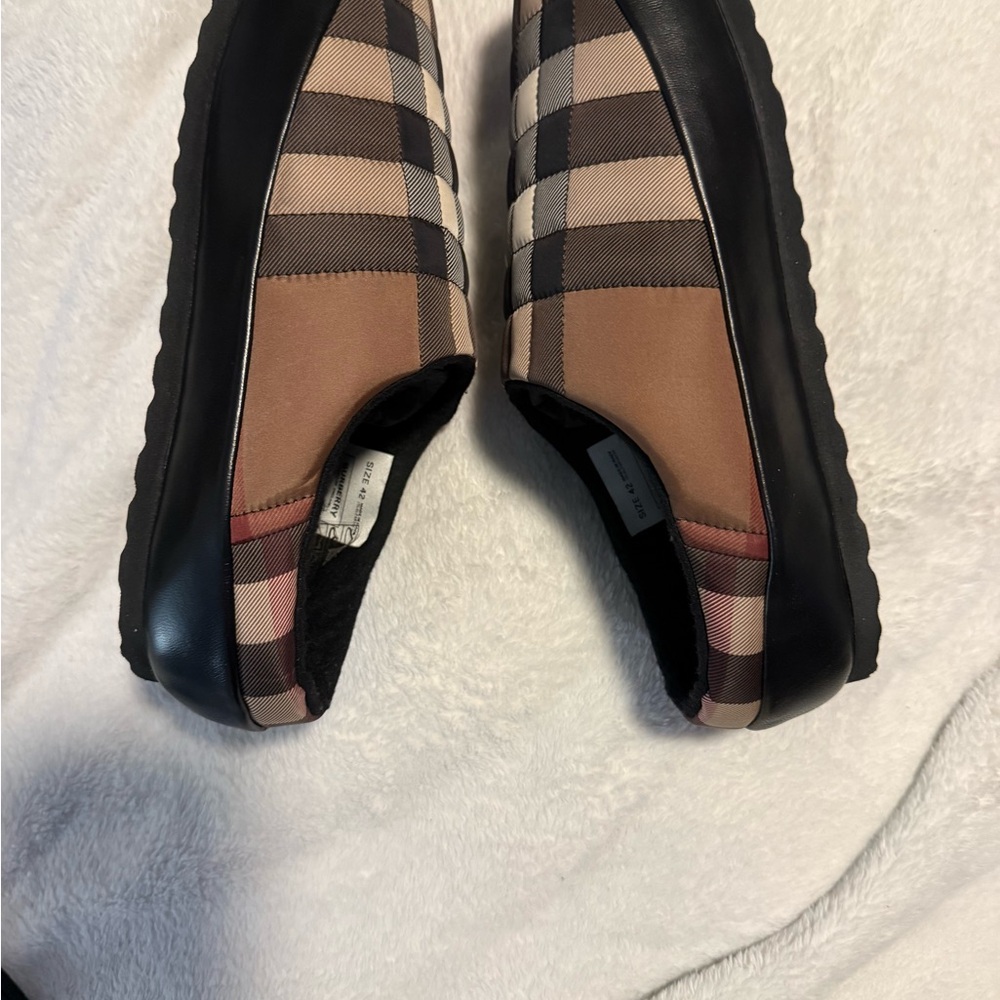 Burberry Men's Checkered Slip-Ons - Brown and Black - Picture 4 of 6